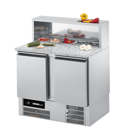 CHROMOnorn Belegstation / Pizzakühltisch BR 795, GN 1/1, 2 Türen, 950x680x830/1120mm