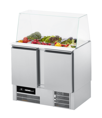 CHROMOnorn Saladette BR 795, GN 1/1, Glasaufsatz, 2 Türen, 950x680x815/1200mm