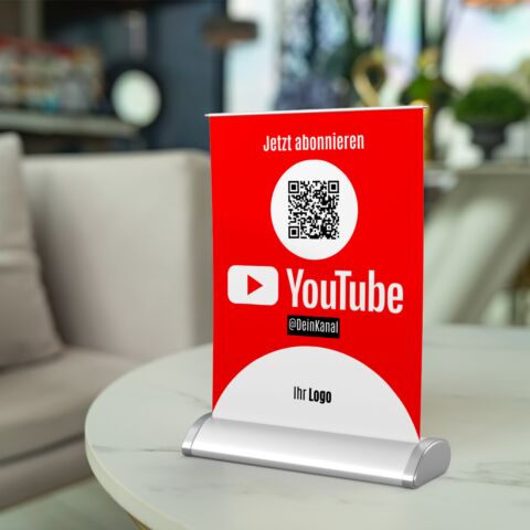 Mini-Roll-Up Aufsteller für Youtube YOU70 mit QR-Code + Logo