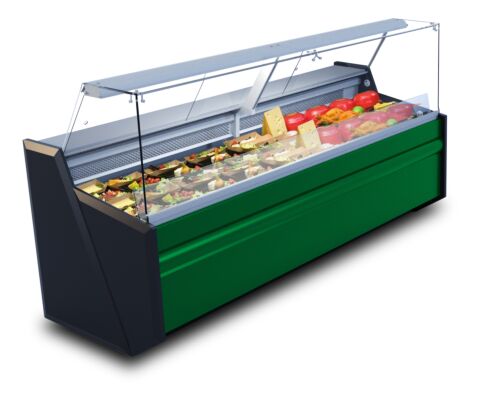 Kühltheke PICO statische Kühlung grün schwarz 2520x860x1220mm