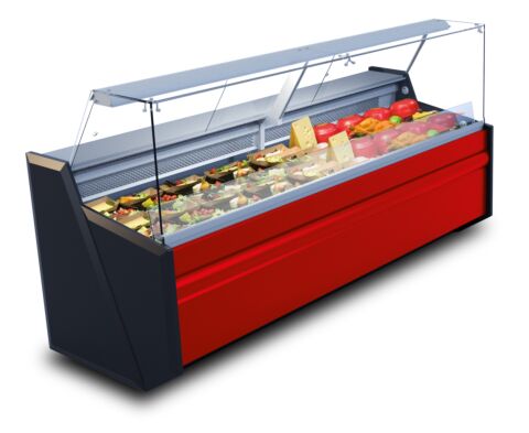 Kühltheke PICO statische Kühlung rot schwarz 1500x860x1220mm
