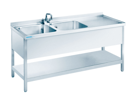 Spültisch mit 2 Becken Links, 1600x700x850/900mm