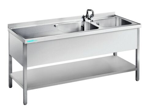 Spültisch mit 2 Becken Rechts, Unterbau offen,1900x700x850mm