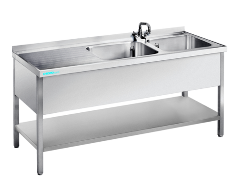 Spültisch mit 2 Becken Rechts, 1500x600x850/900mm