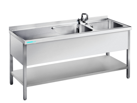 Spültisch mit 2 Becken Rechts, 1600x700x850/900mm