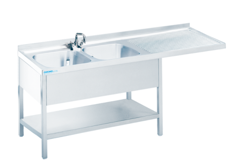 Spülcenter mit 2 Becken Links, 1500x600x850/900mm