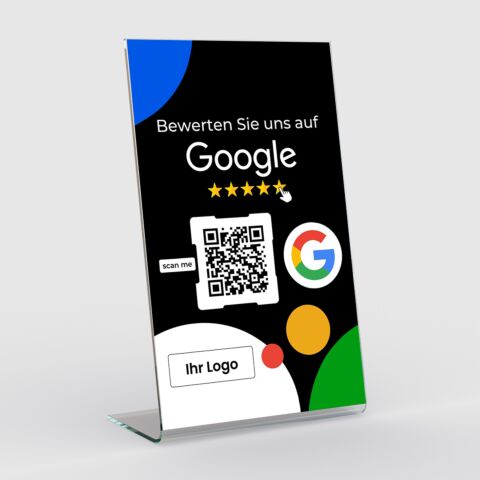 Google-Bewertung Aufsteller DIN A5 mit QR-Code, Logo (4 Stk.)
