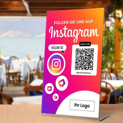 Instagram QR-Code Aufsteller DIN A5 mit Logo (4 Stk.)