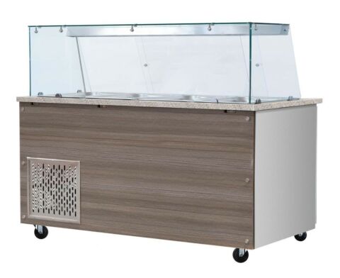 Skyrainbow Kühltheke für 6x GN1/1 mit Glasaufsatz, Breite 2230mm