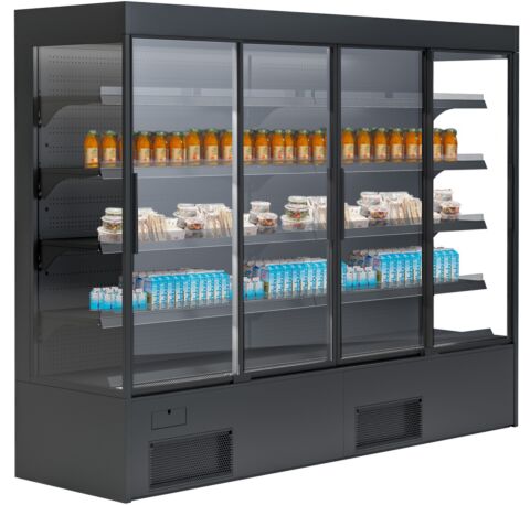 IGLOO Wandkühlregal Variant 257 Black Line mit Glasschiebetüren 1,50 kW, 2570 mm