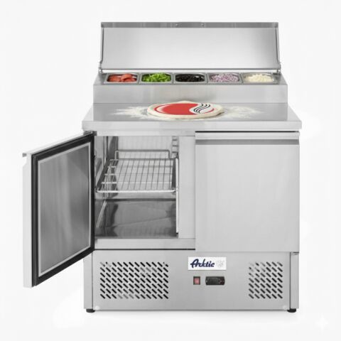 ARKTIC Kühltisch zweitürig mit Aufsatz-Kühlvitrine 300L