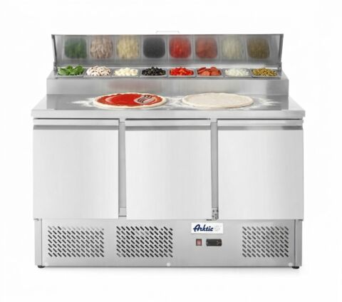 ARKTIC Kühltisch dreitürig mit Aufsatz-Kühlvitrine 380L