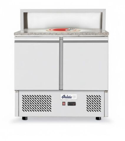 Arktic Pizzatisch zweitürig 300 L mit Granitarbeitsplatte, Edelstahl 900 mm, 310 W