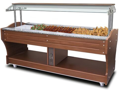 MASTRO Bainmarie-Buffet, Inselmodell, 6x GN 1/1, halb gefüllt