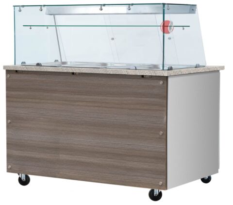 Skyrainbow Bain-Marie Theke für 2x GN1/1 mit Glasaufsatz, Glasablage, Breite 880mm