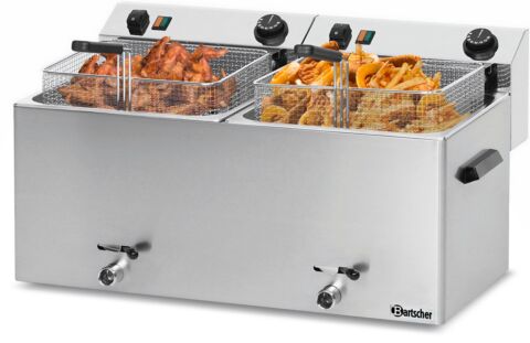 Bartscher Elektro-Doppel-Fritteuse "Professional II" mit Fettablasshahn