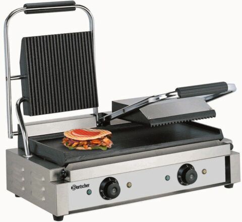 Bartscher Elektro-Doppel-Kontaktgrill Elektrogrill Panini, oben gerillt unten glatt-Gastro-Germany
