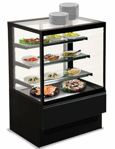 MASTRO Kühltheke, 3 Regalböden, gerade Frontverglasung, Umluft, +2°/+8°C, B=1500 mm