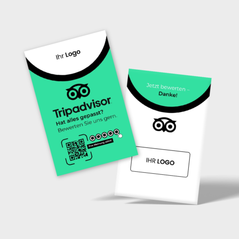 Tripadvisor Bewertungskarte Focus mit QR-Code & Logo