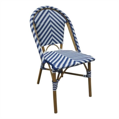 Rattan Terrassenstuhl Pariser Stil Blau/Weiss
