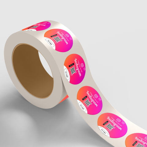 Instagram-Follow QR-Code Aufkleber auf Rolle mit Logo