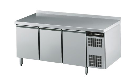 CHROMOnorn Bäckerei-Kühltisch EN4060, 3 Türen, mit mit Aufkantung 1950x800x850mm