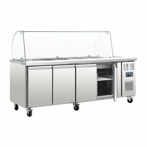 POLAR 4-türige GN-Saladette mit Glasaufsatz, 2230x700x1360 mm