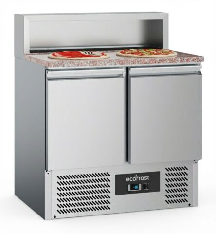 ecoFrost Edelstahl Pizzatisch 2 Türen 5x 1/6GN Behälter