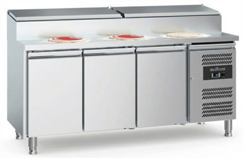 ecoFrost Edelstahl Saladette 3 Türen 8x 1/3GN Behälter