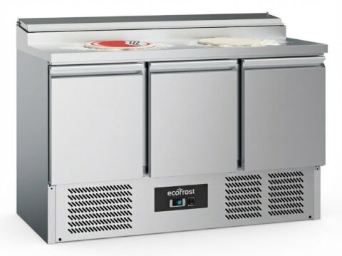 ecoFrost Edelstahl Saladette 3 Türen 8x 1/6GN Behälter