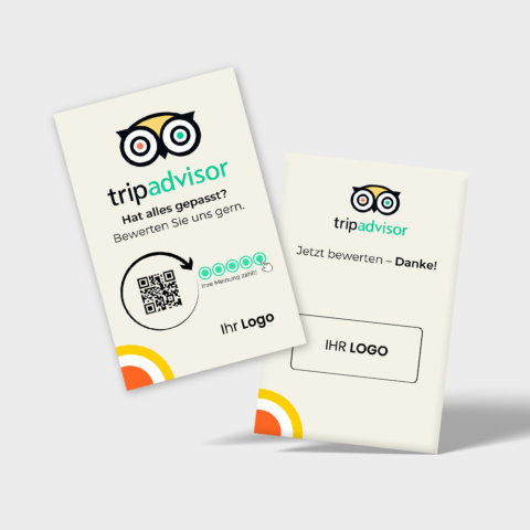 Tripadvisor Bewertungskarte Classic mit QR-Code & Logo