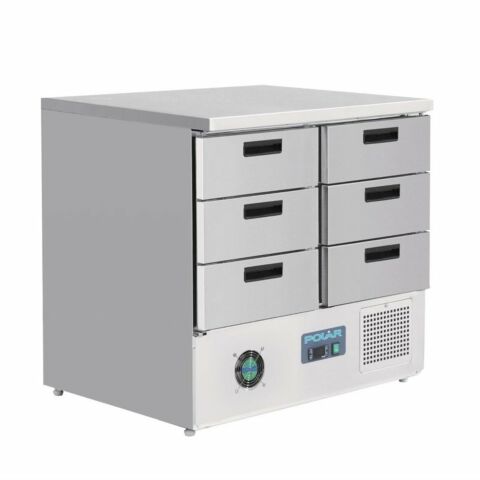 POLAR Kühltisch mit 6 Schubladen 240L, 903x700x880mm - GN1/1
