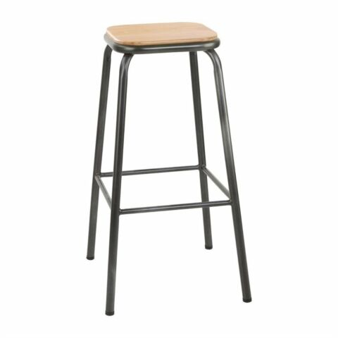 HOLLI-ST-G30 Bistro Barhocker mit Holzsitz metallic grau