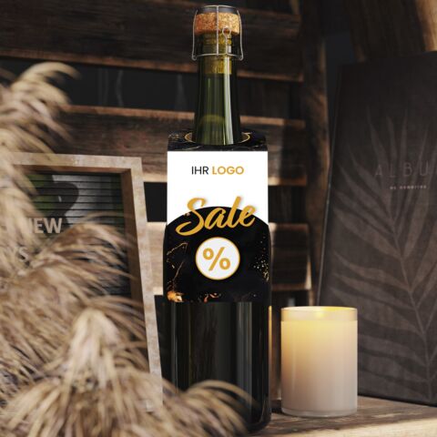 Flaschenanhänger „SALE“ PAF590 mit Logo & Steckschlaufe