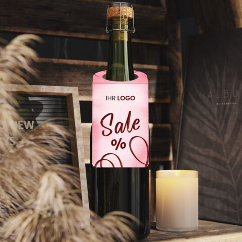 Flaschenanhänger „SALE“ PAF610 mit Logo & Steckschlaufe