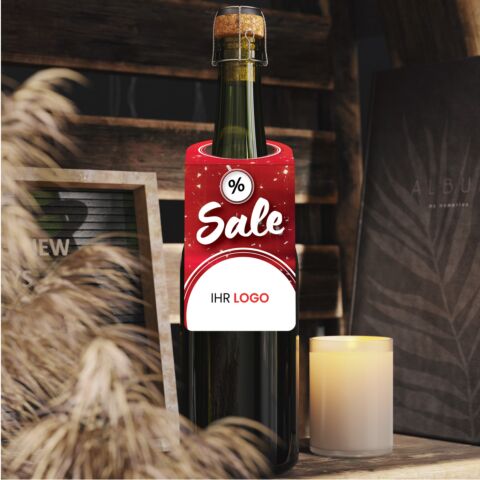 Flaschenanhänger „SALE“ PAF570 mit Logo & Steckschlaufe