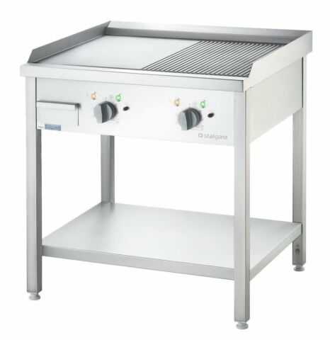 STALGAST Elektro-Griddleplatte - ½ glatt / ½ gerillt, 800x700x850 mm, 400 V, 4,05 kW