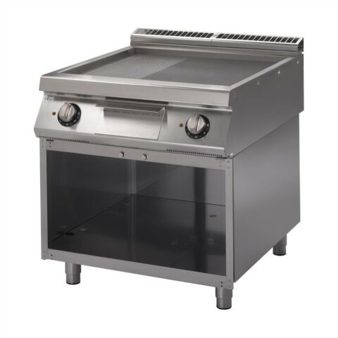 Gastro M elektro Grillplatte glatt&gerillt geschliffen, 800x700x850mm, 10,8kW