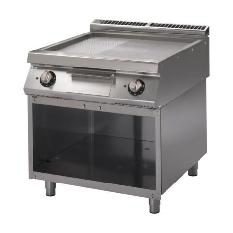 Gastro M elektro Grillplatte glatt&gerillt verchromt, 800x700x850mm, 10,8kW
