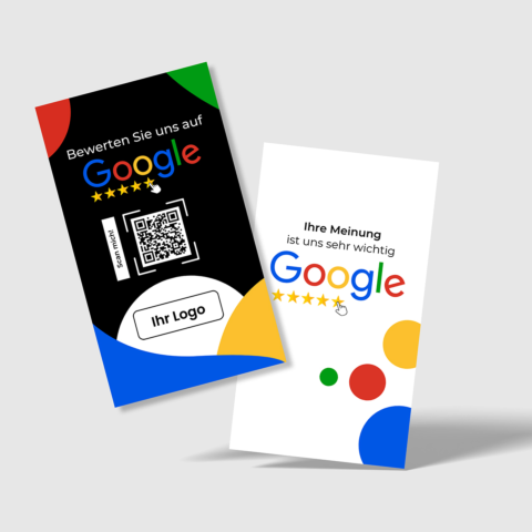 Google-Bewertungskarte mit QR-Code+Logo