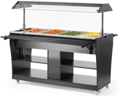 Hendi Buffet-Theke beheizt 1490 mm mit Beleuchtung Seitliche Ansicht-Gefüllt