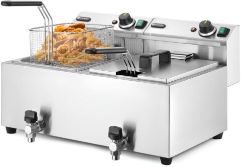 HENDI Friteuse Profi Line 2x8 L mit Ablasshahn 2x3,5kW