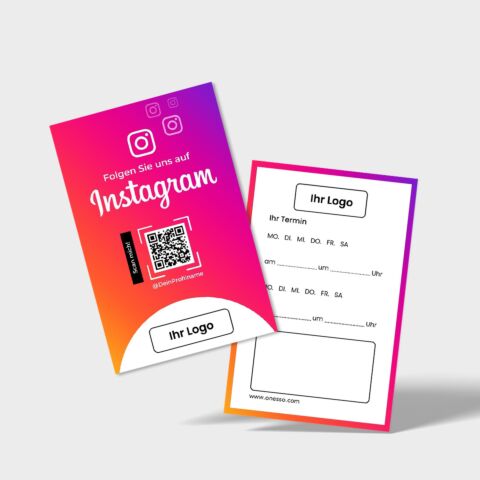 Instagram-Follow-Karte & Terminfeld mit QR-Code, Logo