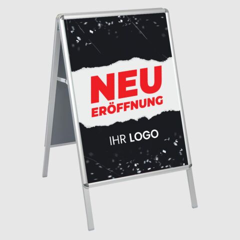 Kundenstopper GNE100 für Neu-Eröffnungen mit Plakat & Logo