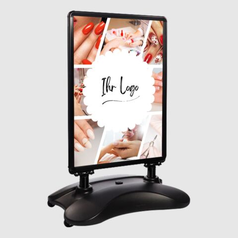 Kundenstopper SNE für Nagelstudios mit A1-Plakat & Logo