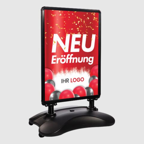 Kundenstopper SNE250 für Neu-Eröffnungen mit A1-Plakat & Logo