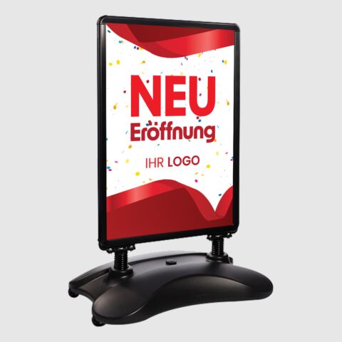 Kundenstopper SNE300 für Neu-Eröffnungen mit A1-Plakat & Logo