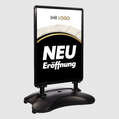 Kundenstopper SNE350 für Neu-Eröffnungen mit A1-Plakat & Logo