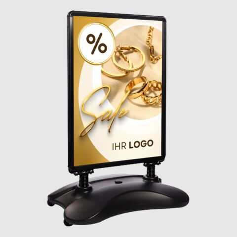 Kundenstopper SNE515 „SALE“ für Juweliere & Schmuck mit A1-Plakat & Logo