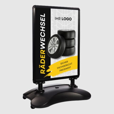 Kundenstopper SNE545 für Räderwechsel mit A1-Plakat & Logo